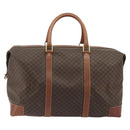 CELINE Macadam Canvas Boston Bag PVC Leather Brown Gold Auth 192543-2