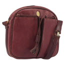 LOEWE Anagram Shoulder Bag Leather Bordeaux Gold Auth 192544-1