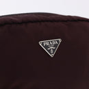 PRADA Pouch Nylon Bordeaux Silver Auth 192546A-17