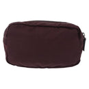 PRADA Pouch Nylon Bordeaux Silver Auth 192546A-2