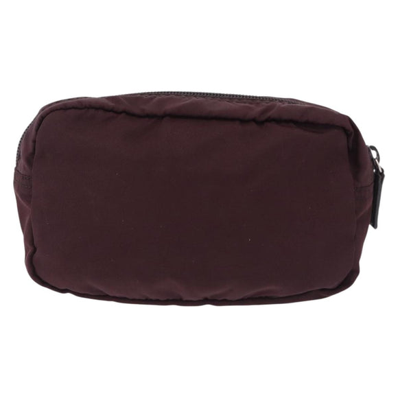 PRADA Pouch Nylon Bordeaux Silver Auth 192546A