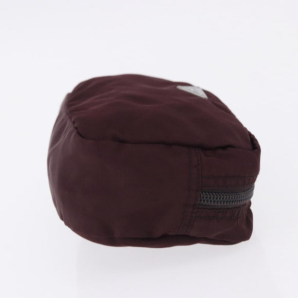 PRADA Pouch Nylon Bordeaux Silver Auth 192546A