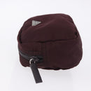 PRADA Pouch Nylon Bordeaux Silver Auth 192546A-4