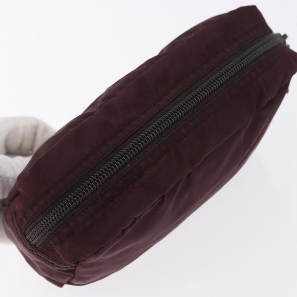 PRADA Pouch Nylon Bordeaux Silver Auth 192546A