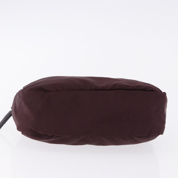 PRADA Pouch Nylon Bordeaux Silver Auth 192546A