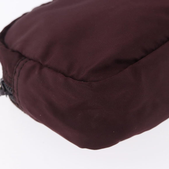 PRADA Pouch Nylon Bordeaux Silver Auth 192546A