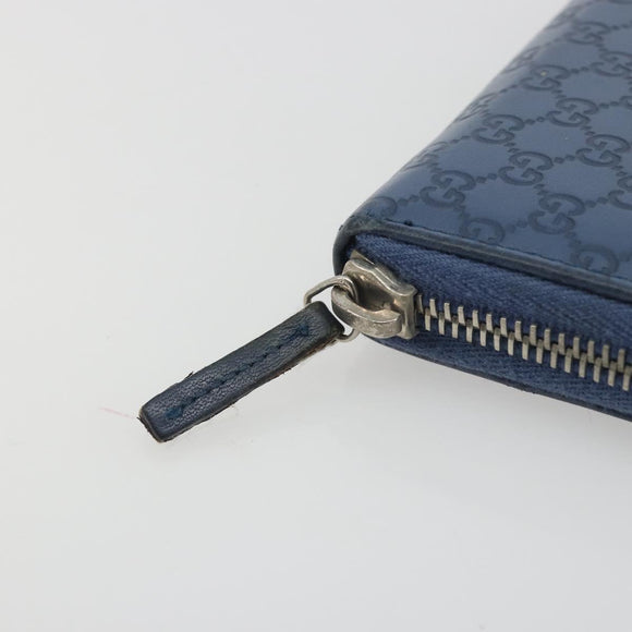 GUCCI GG Canvas Guccissima Coin Purse Leather Navy Silver 256810 Auth 192547