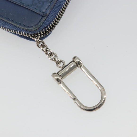 GUCCI GG Canvas Guccissima Coin Purse Leather Navy Silver 256810 Auth 192547