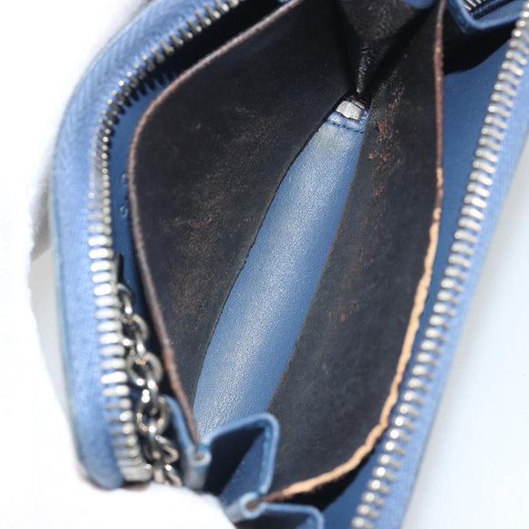 GUCCI GG Canvas Guccissima Coin Purse Leather Navy Silver 256810 Auth 192547