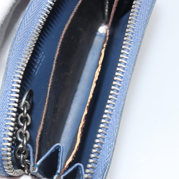 GUCCI GG Canvas Guccissima Coin Purse Leather Navy Silver 256810 Auth 192547