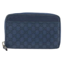 GUCCI GG Canvas Guccissima Coin Purse Leather Navy Silver 256810 Auth 192547-13
