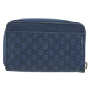 GUCCI GG Canvas Guccissima Coin Purse Leather Navy Silver 256810 Auth 192547-2
