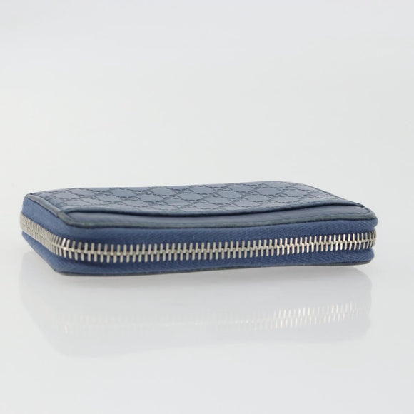GUCCI GG Canvas Guccissima Coin Purse Leather Navy Silver 256810 Auth 192547