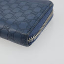 GUCCI GG Canvas Guccissima Coin Purse Leather Navy Silver 256810 Auth 192547-7