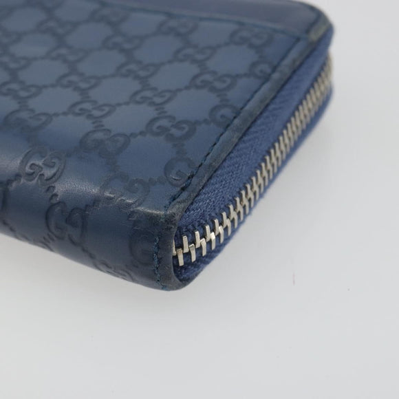 GUCCI GG Canvas Guccissima Coin Purse Leather Navy Silver 256810 Auth 192547