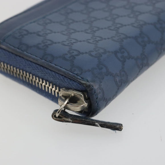 GUCCI GG Canvas Guccissima Coin Purse Leather Navy Silver 256810 Auth 192547