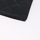 CHANEL Cambon Line Long Wallet Lamb Skin Black CC Auth 192549-10
