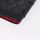 CHANEL Cambon Line Long Wallet Lamb Skin Black CC Auth 192549-11