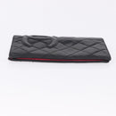 CHANEL Cambon Line Long Wallet Lamb Skin Black CC Auth 192549-4
