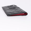 CHANEL Cambon Line Long Wallet Lamb Skin Black CC Auth 192549-6