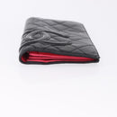 CHANEL Cambon Line Long Wallet Lamb Skin Black CC Auth 192549-7
