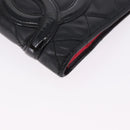 CHANEL Cambon Line Long Wallet Lamb Skin Black CC Auth 192549-8