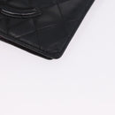 CHANEL Cambon Line Long Wallet Lamb Skin Black CC Auth 192549-9