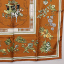 HERMES Carre 90 Scarf ”Quai Aux Fleurs” Silk Brown Auth 192550-10