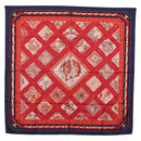 HERMES Carre 90 Scarf ”MARE NOSTRUM” Silk Red Navy Auth 192551-1