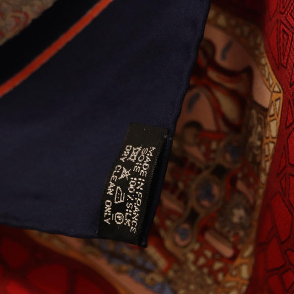 HERMES Carre 90 Scarf ”MARE NOSTRUM” Silk Red Navy Auth 192551