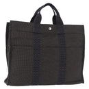 HERMES Her LineMM Hand Bag Canvas Gray Silver Auth 192552-1