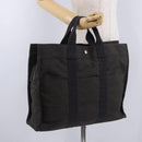HERMES Her LineMM Hand Bag Canvas Gray Silver Auth 192552-21