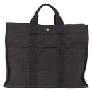 HERMES Her LineMM Hand Bag Canvas Gray Silver Auth 192552-3