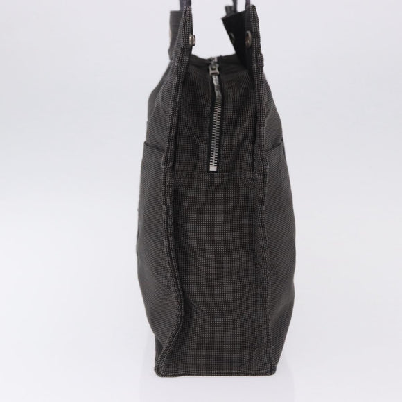 HERMES Her LineMM Hand Bag Canvas Gray Silver Auth 192552