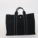 HERMES Fourre Tout Hand Bag cotton 3 Set Black Red Auth 192553-10