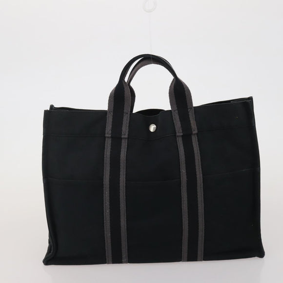HERMES Fourre Tout Hand Bag cotton 3 Set Black Red Auth 192553