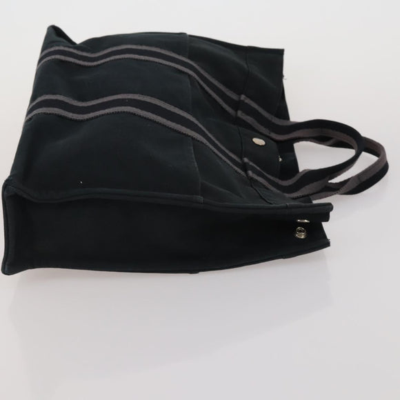HERMES Fourre Tout Hand Bag cotton 3 Set Black Red Auth 192553