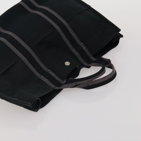 HERMES Fourre Tout Hand Bag cotton 3 Set Black Red Auth 192553