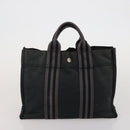 HERMES Fourre Tout Hand Bag cotton 3 Set Black Red Auth 192553-16