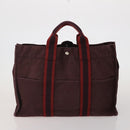 HERMES Fourre Tout Hand Bag cotton 3 Set Black Red Auth 192553-2