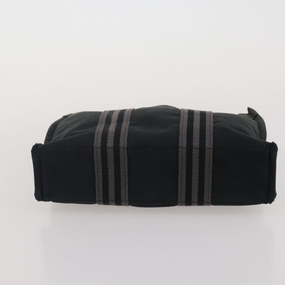HERMES Fourre Tout Hand Bag cotton 3 Set Black Red Auth 192553