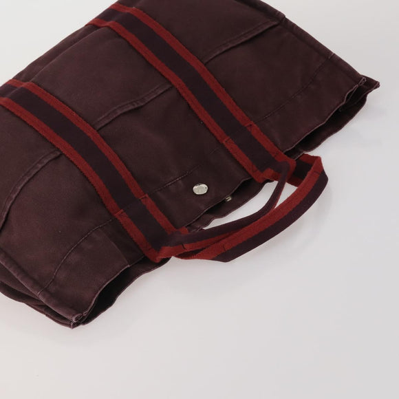 HERMES Fourre Tout Hand Bag cotton 3 Set Black Red Auth 192553