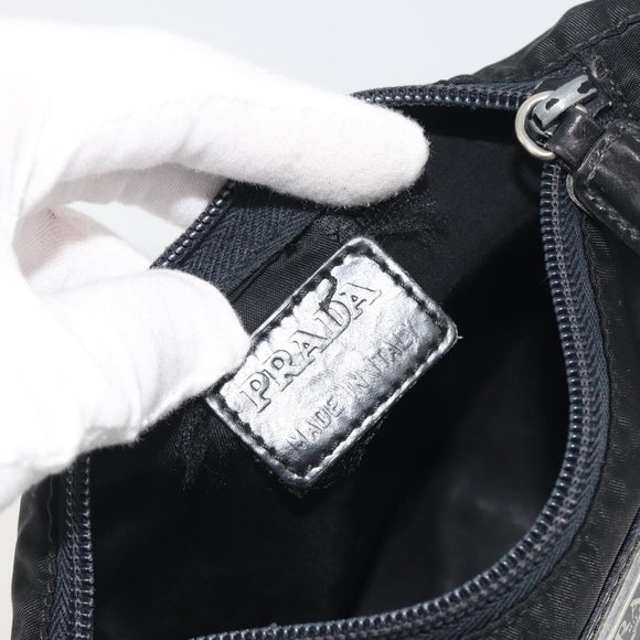 PRADA Pouch Nylon Black Silver Auth 192554