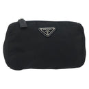 PRADA Pouch Nylon Black Silver Auth 192554-13