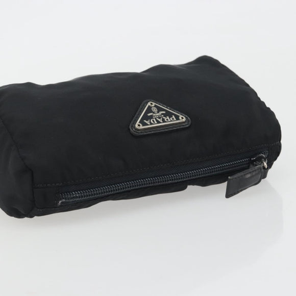 PRADA Pouch Nylon Black Silver Auth 192554