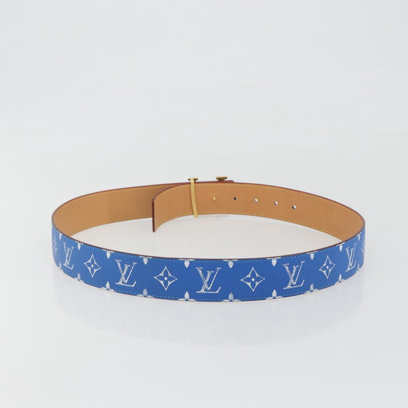 LOUIS VUITTON Monogram LV Printed Initials 40MM Belt Blue M8460 Auth 192556SAM