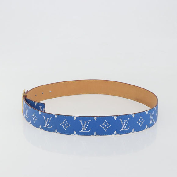 LOUIS VUITTON Monogram LV Printed Initials 40MM Belt Blue M8460 Auth 192556SAM