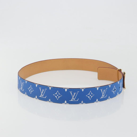 LOUIS VUITTON Monogram LV Printed Initials 40MM Belt Blue M8460 Auth 192556SAM