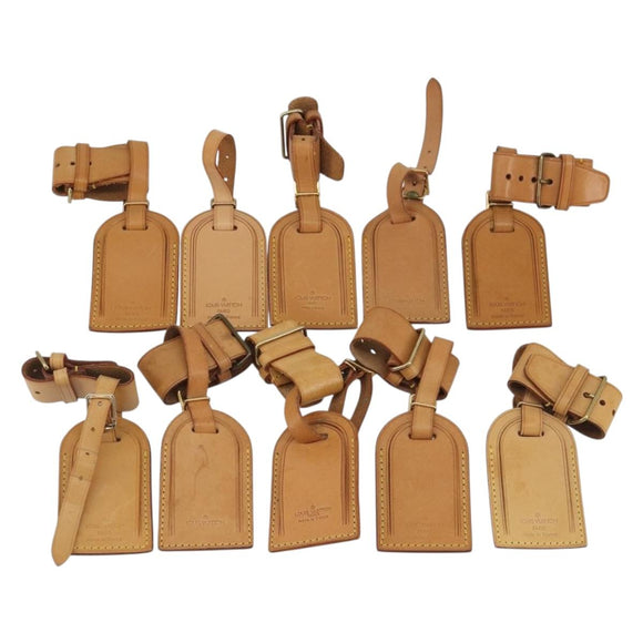 LOUIS VUITTON Name Tag Powanie 10 Set Powanie Leather Beige LV Auth 192566