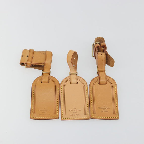 LOUIS VUITTON Name Tag Powanie 10 Set Powanie Leather Beige LV Auth 192566